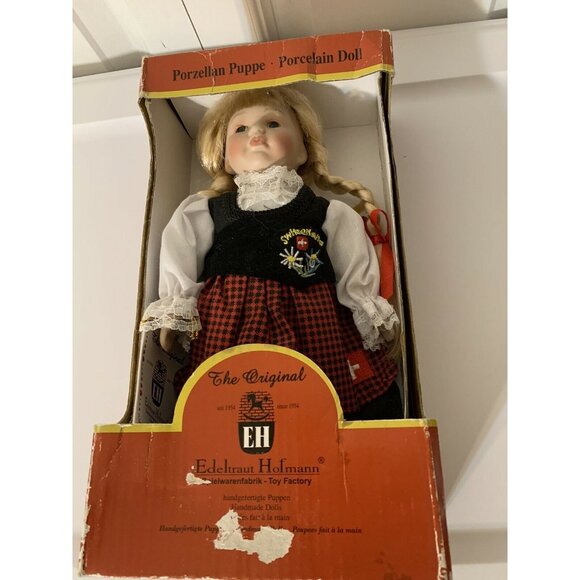 Edeltraut Hofman Heidi Switzerland Handmade Porcelain Doll Vintage‎ Nwt - Picture 3 of 11